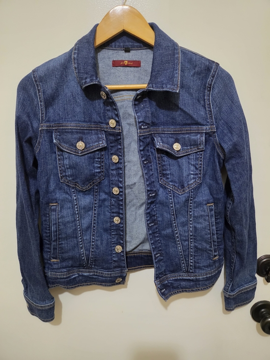 7 For All Mankind Jackets & Blazers - 7 For All Mankind Womens Dark Blue Denim Trucker Jacket - XS
